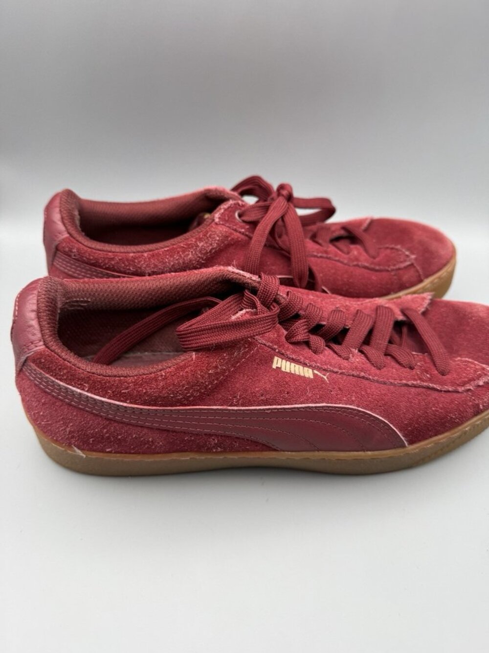 Puma US 9.5 Women's Platform Sneakers Suede Red Brown Lace Up Ladies - Picture 2 of 13